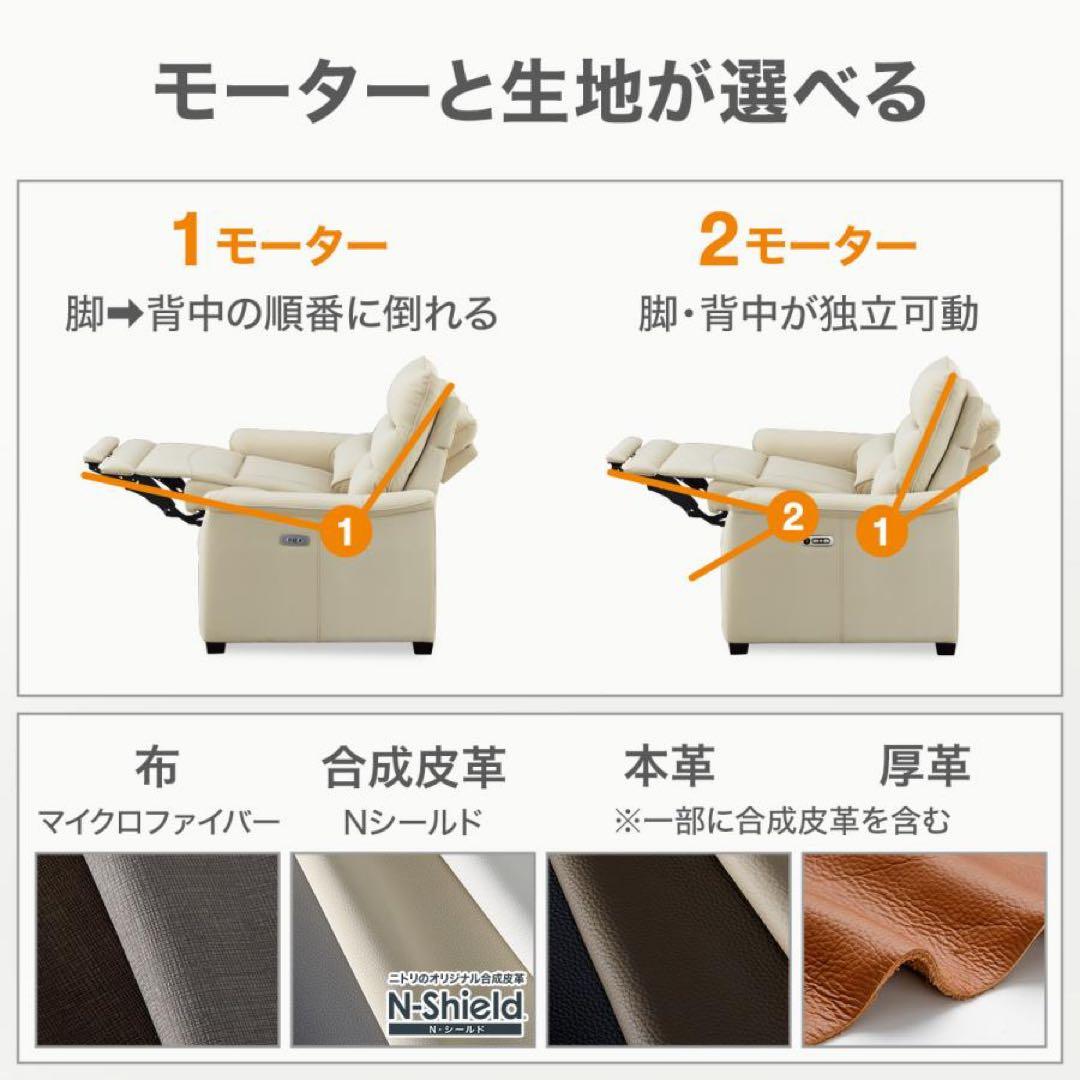 ニトリ　合成皮革 1人用電動リクライニングソファ(Nビリーバ3 Nシールド GY