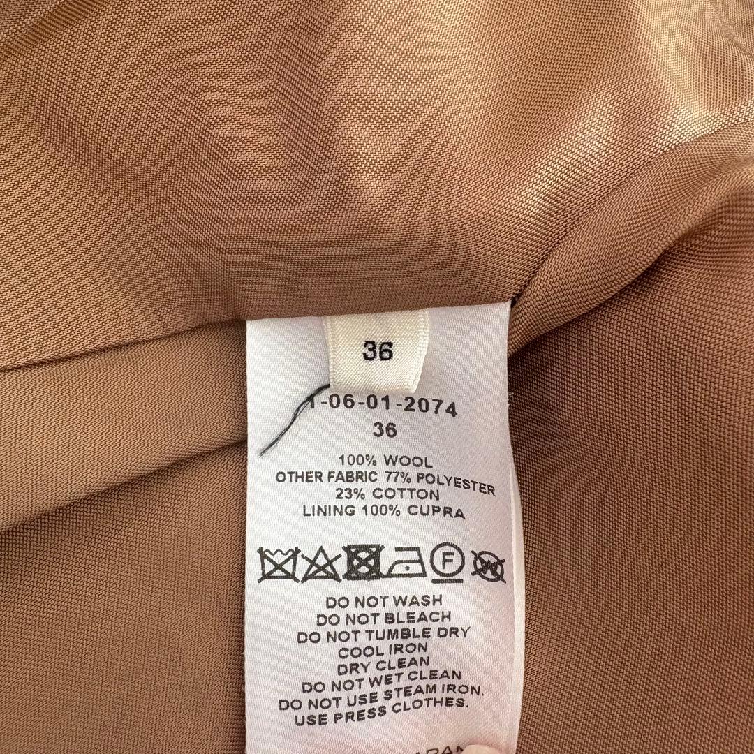 美品　CYCLASシクラス　ウール　ブークレ　ノーカラージャケット　キャメル