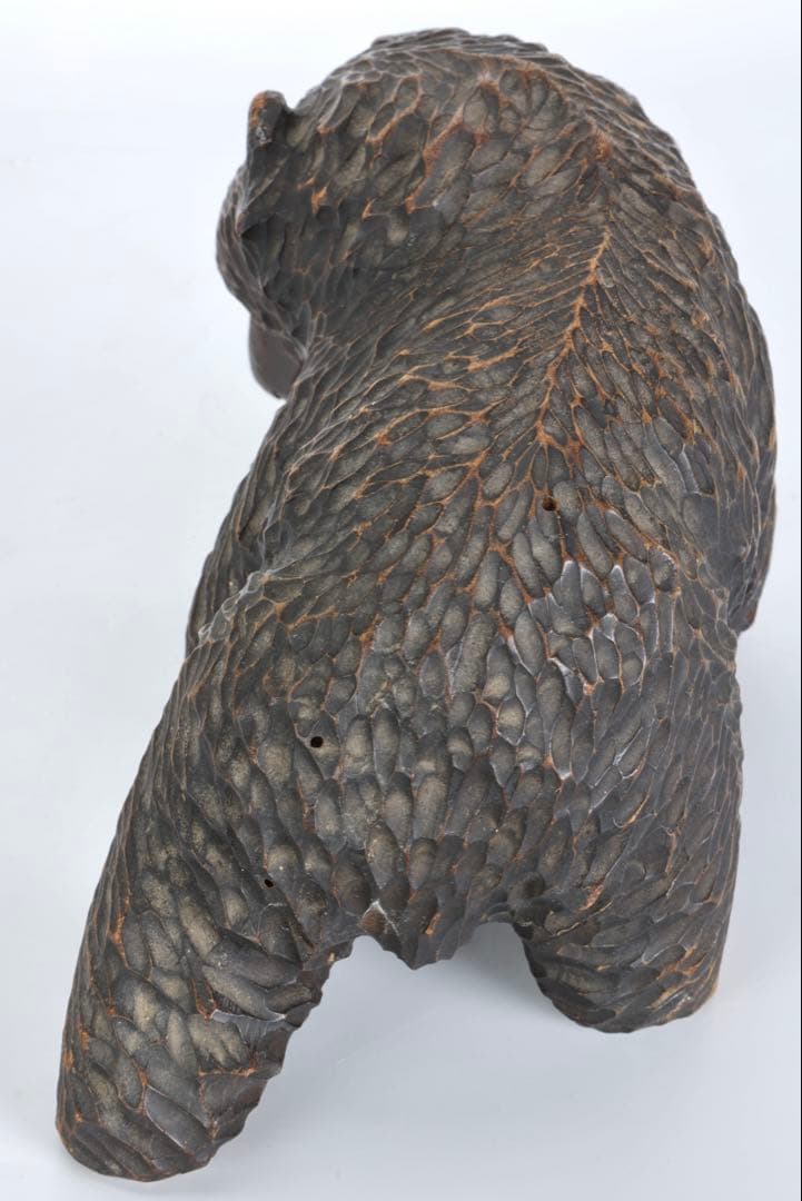 時代 木彫熊 八雲 ガラス目 無銘 北海道 熊 クマ 置物 彫刻 民芸品 古美術