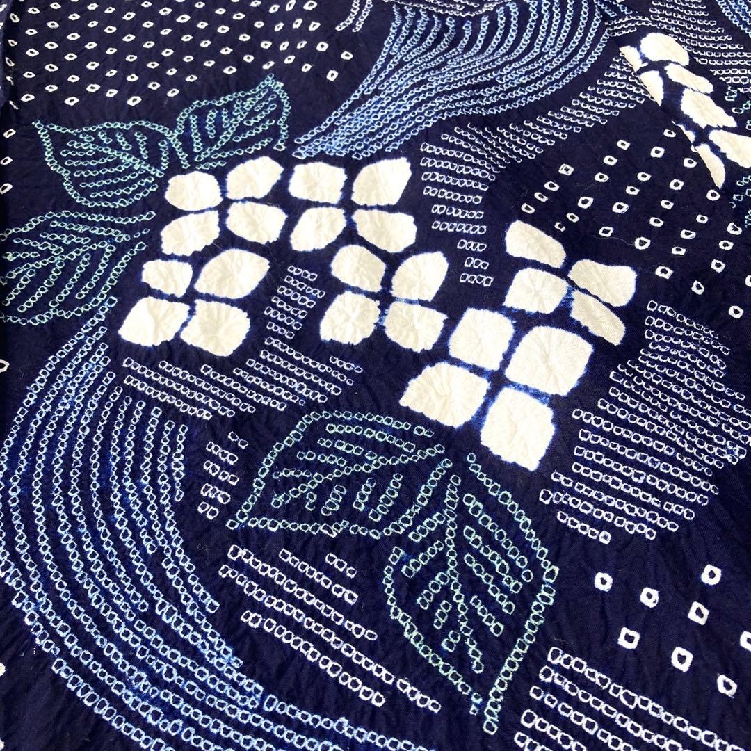 ™️82/34 身丈151 紫陽花　有松絞り　絞り染め　絞り浴衣　総絞り　浴衣