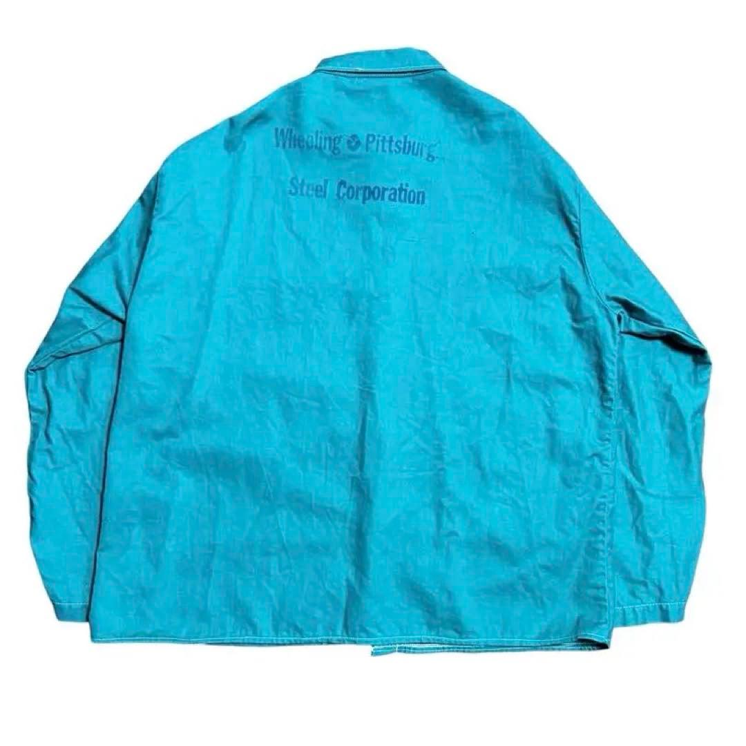 USA製 ステンシル入り ワークジャケット ワークシャツ XL グリーン系