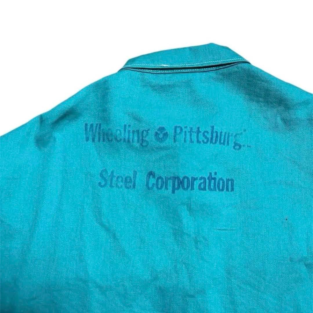 USA製 ステンシル入り ワークジャケット ワークシャツ XL グリーン系