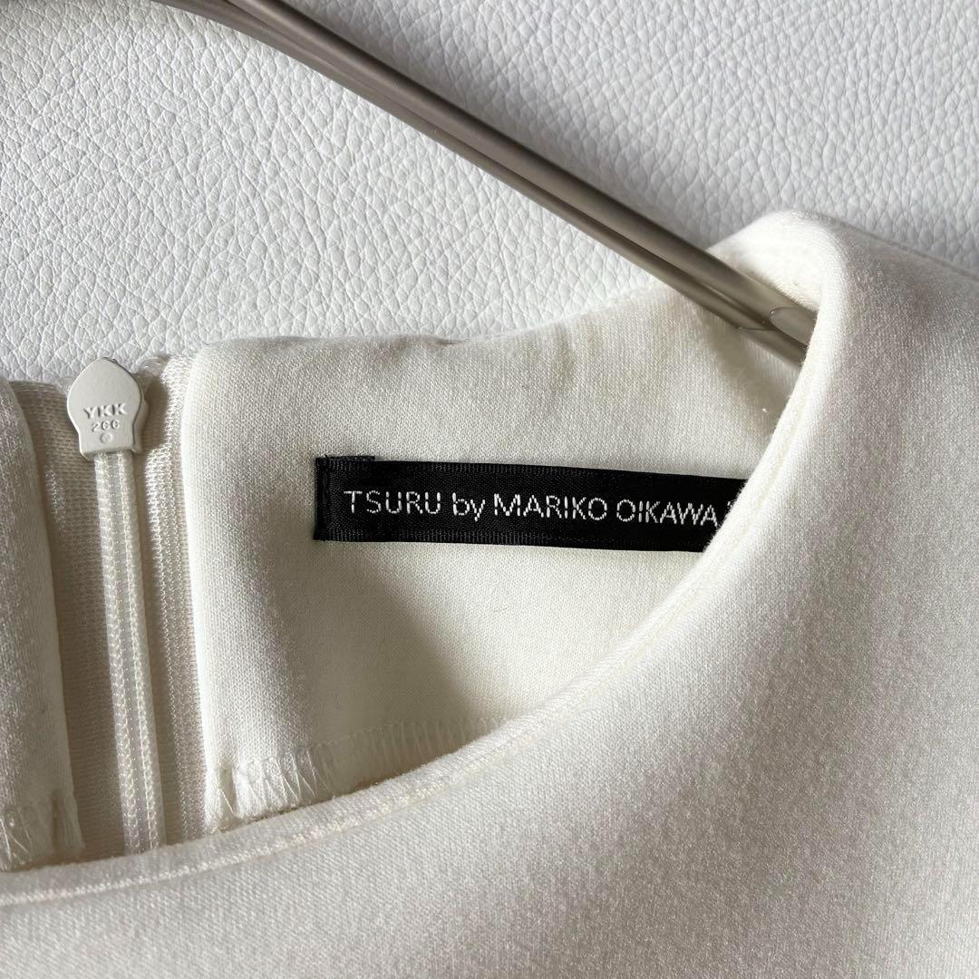 ツルバイマリコオイカワ　ペプラムブラウス　ホワイト　もちもち生地　ウォッシャブル