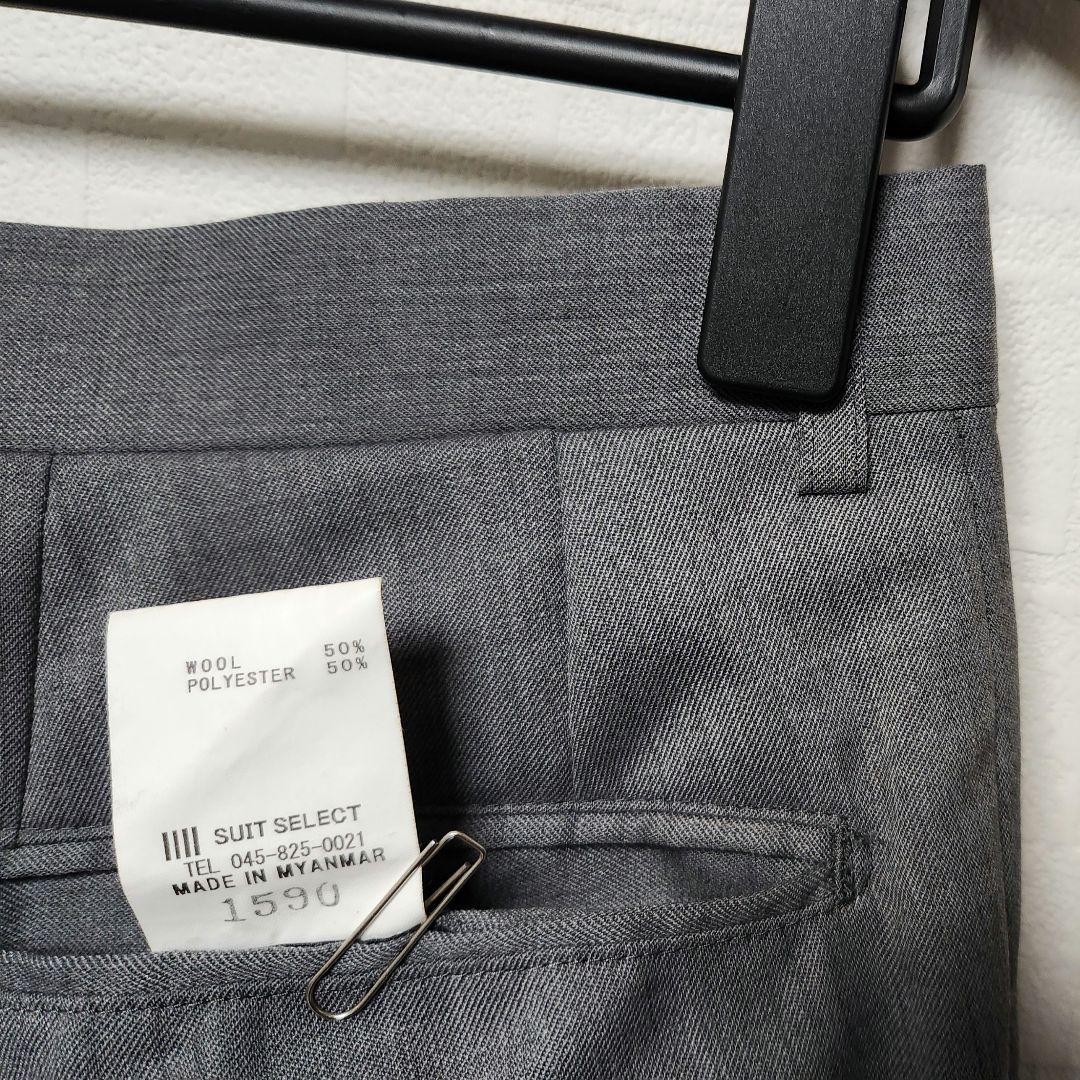 スーツセレクト　メンズ　スーツ　グレー　無地　スキニー　ウール混　美品