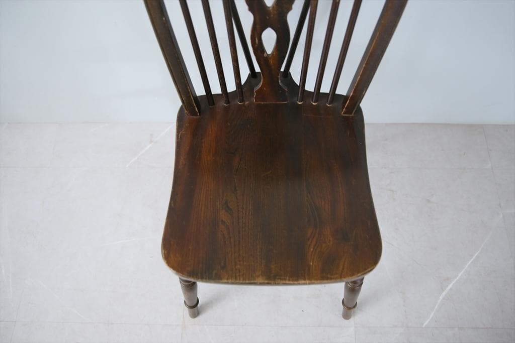 英国アンティーク木製ホイールバックチェア/ダイニングイス/椅子(89-110-2