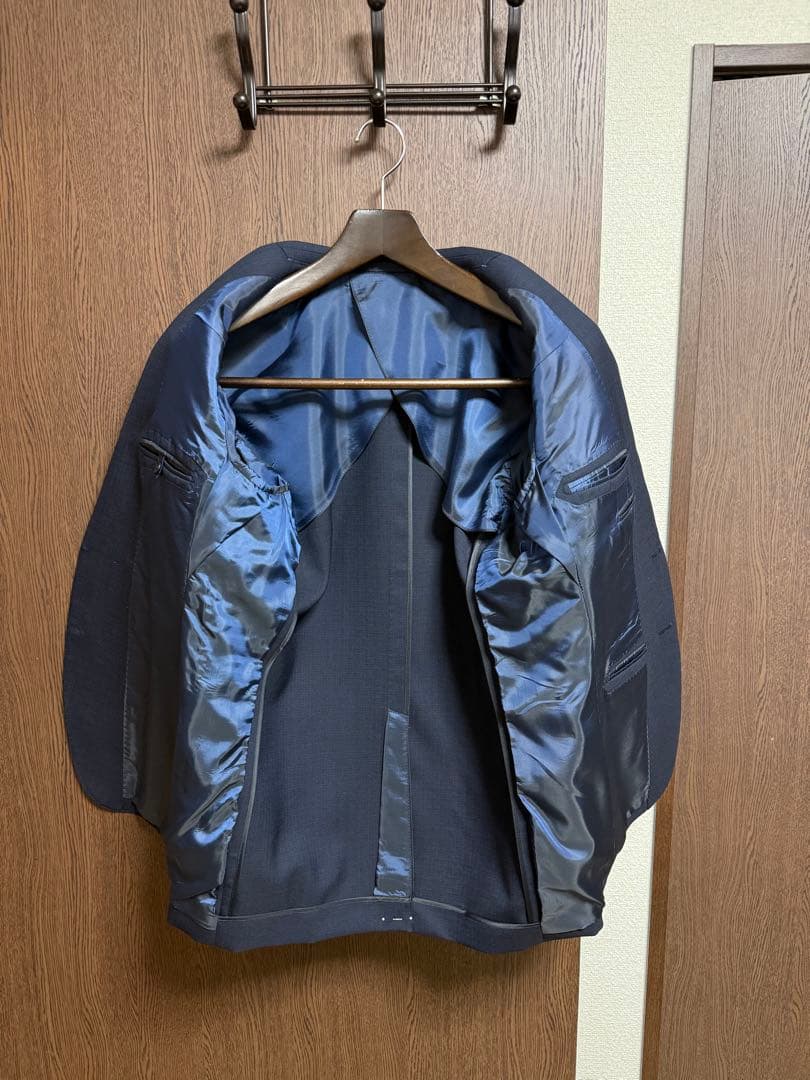 AB5新品未使用！高級ニュージーランドウール100%ネイビーシングルスーツ！