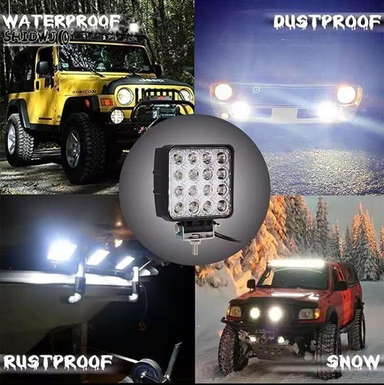 10個セット ホワイト 48W 50mm LEDワークライト 作業灯