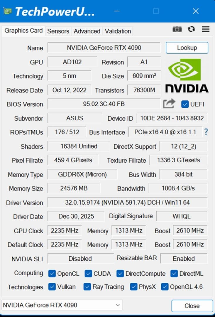 Rog strix GeForce RTX 4090 (作動確認済)