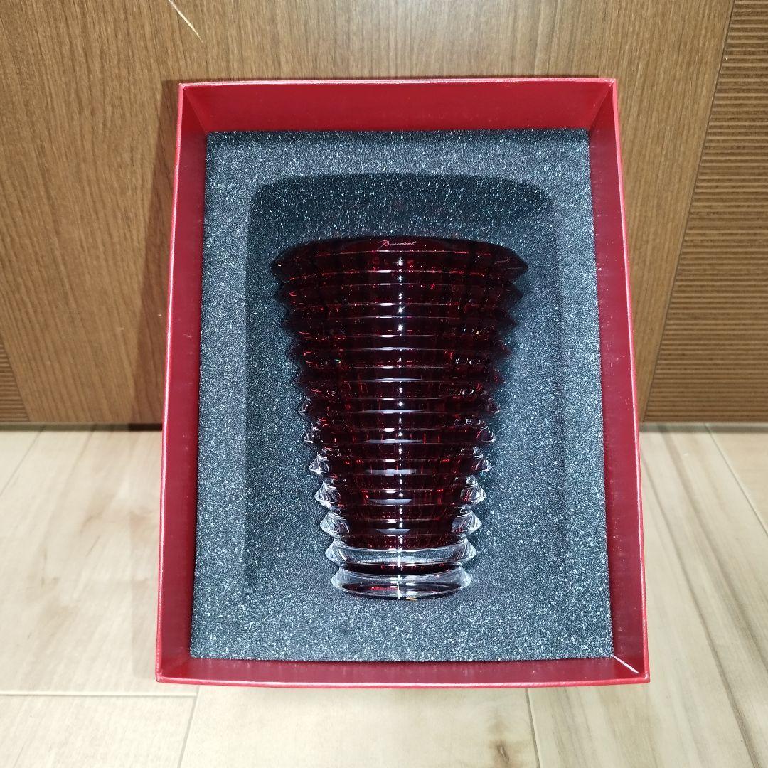 【美品】花瓶　Baccarat アイ ベース レッド S