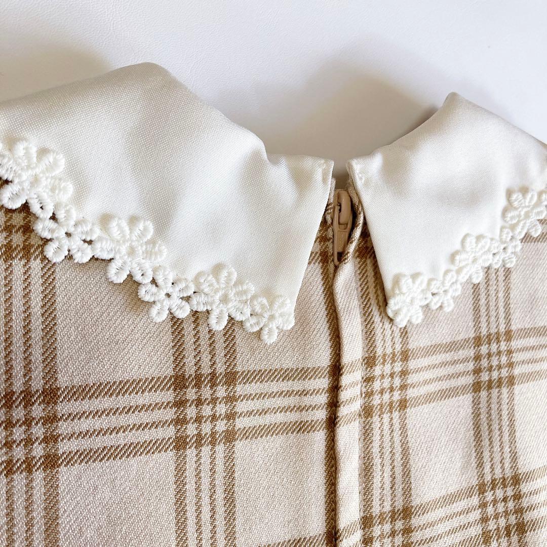 ベージュ×チェック 120 セレモニー 入学 卒園 発表会 フォーマル