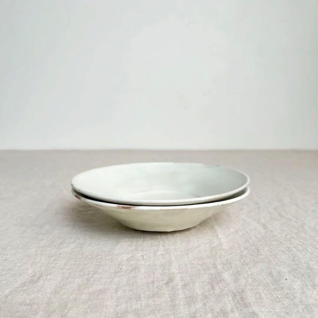 荒賀文成　粉引6寸つば皿　2枚セット