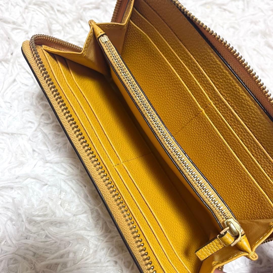 Tory Burch マックグロー 長財布 ラウンドファスナー 本革 イエロー