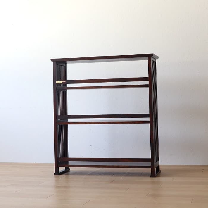 北海道民芸家具 オープンラック カバ材 3段ラック 日本製