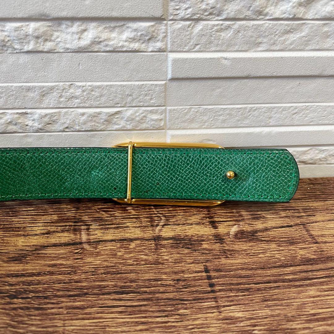 良品 エルメス レザー シェーヌ ダンクル ゴールド 金具 バックル ベルト.