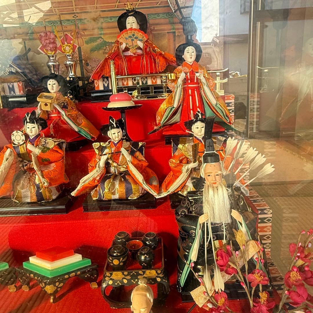 伝統的 雛人形セットガラスケース付き特製品おひなさま 親王飾りケース入三五15人