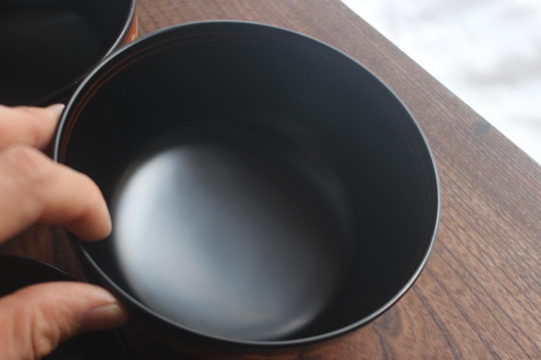 デッドストック！上質黒漆に極上秀衡蒔絵の映えるお椀2点（検山中塗