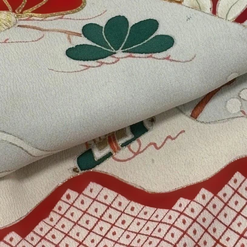 まりこさん専用　アンティーク　黒留袖　両褄　駒刺繍　大正ロマン　正絹　J101