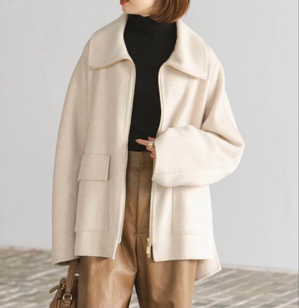 NOBLE キャメルミックスリバージップコート　ホワイト　38 新品