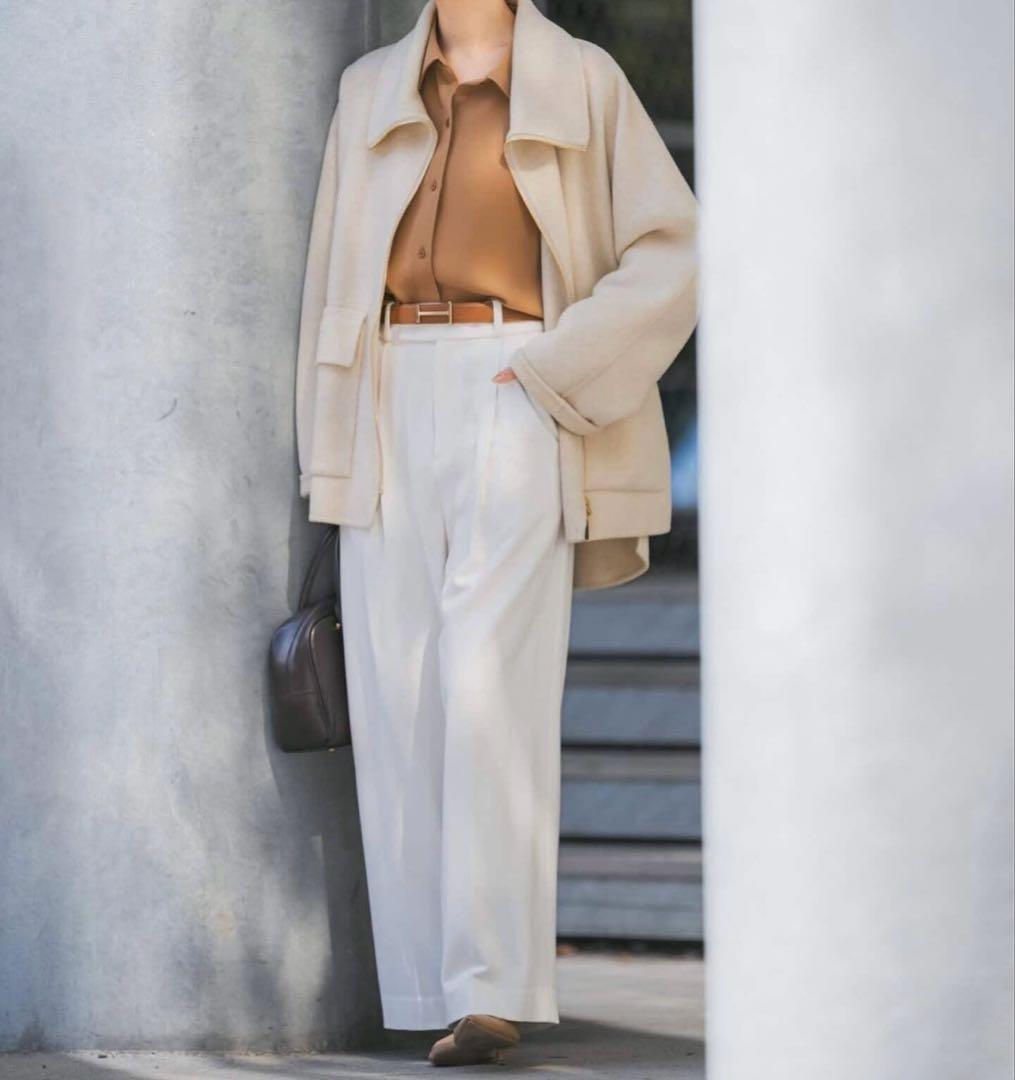 NOBLE キャメルミックスリバージップコート　ホワイト　38 新品