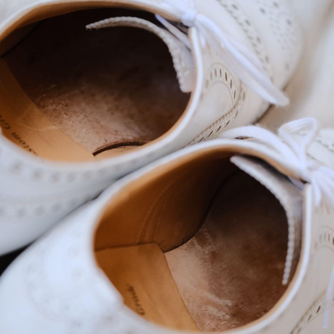 美品Church'sチャーチポリッシュドバインダーセミブローグRODD M白9F