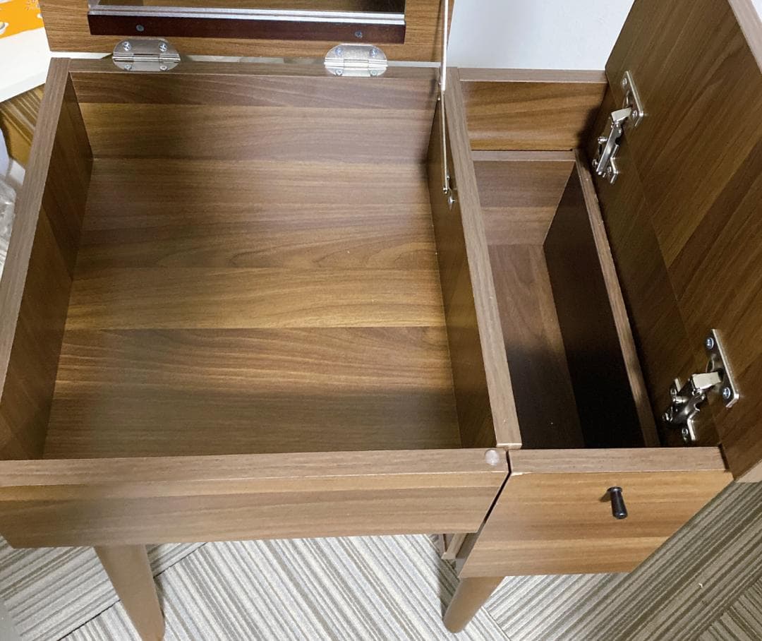 コンパクトドレッサー スツール付 鏡一面 シンプル モダン ダークブラウン