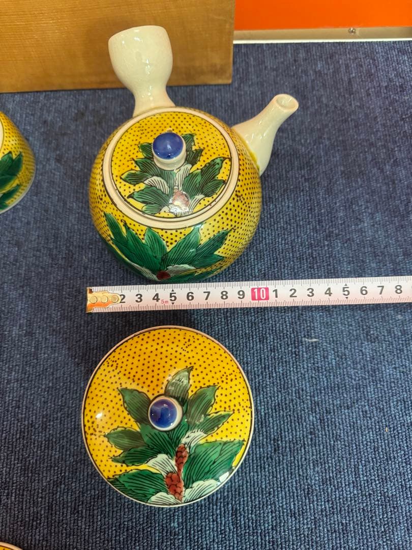 1829 九谷焼　茶器セット　急須1客　湯呑蓋付5客　未使用