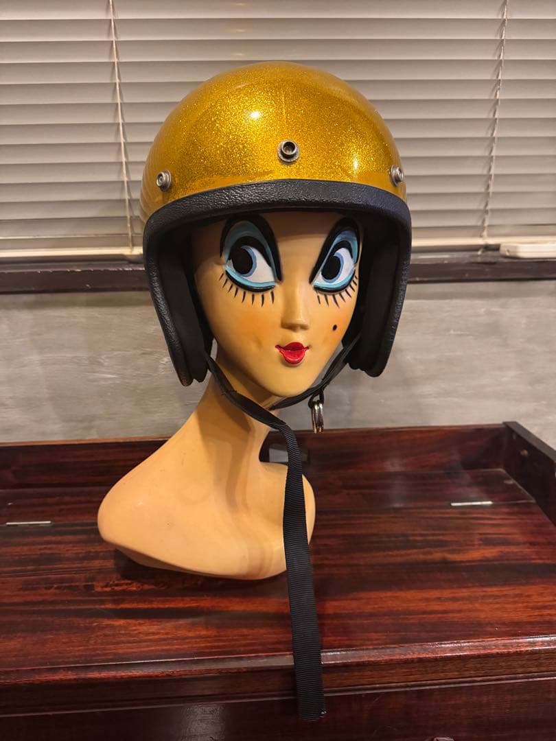 ビンテージ　ゴールドラメジェットヘルメットL