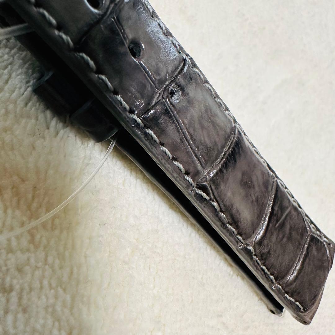 6530#18mm-16mmダークアッシュ★本物クロコダイル腕時計用ベルト