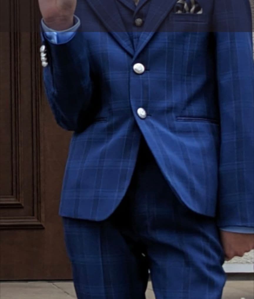 ネイビー チェック柄 スーツセット 150cm