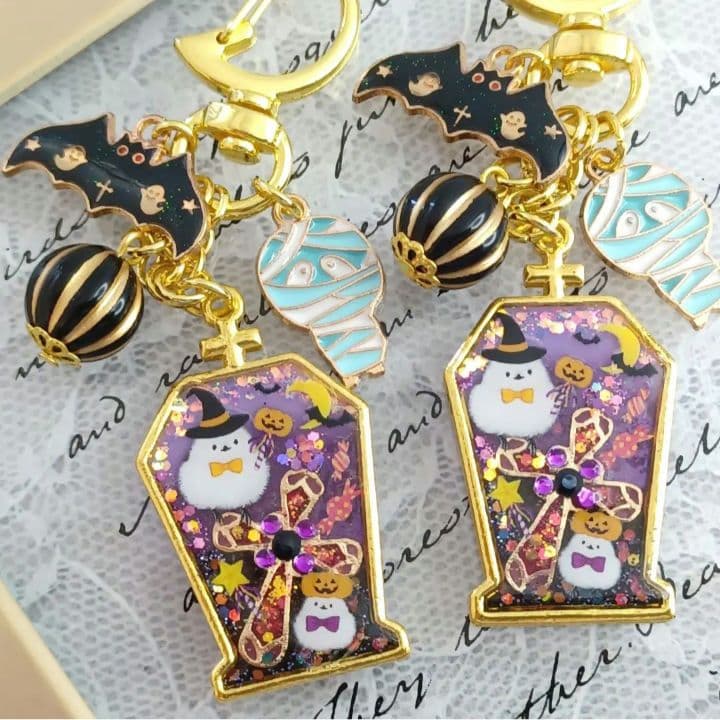 猫ちゃん達のピクニック♪︎　他レジンキーホルダー計9点　ハンドメイド