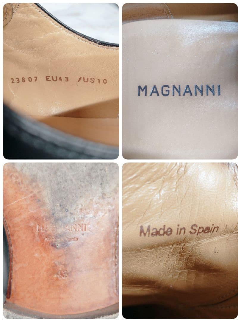 MAGNANNI 内羽根 ストレートチップ 43 黒 本革