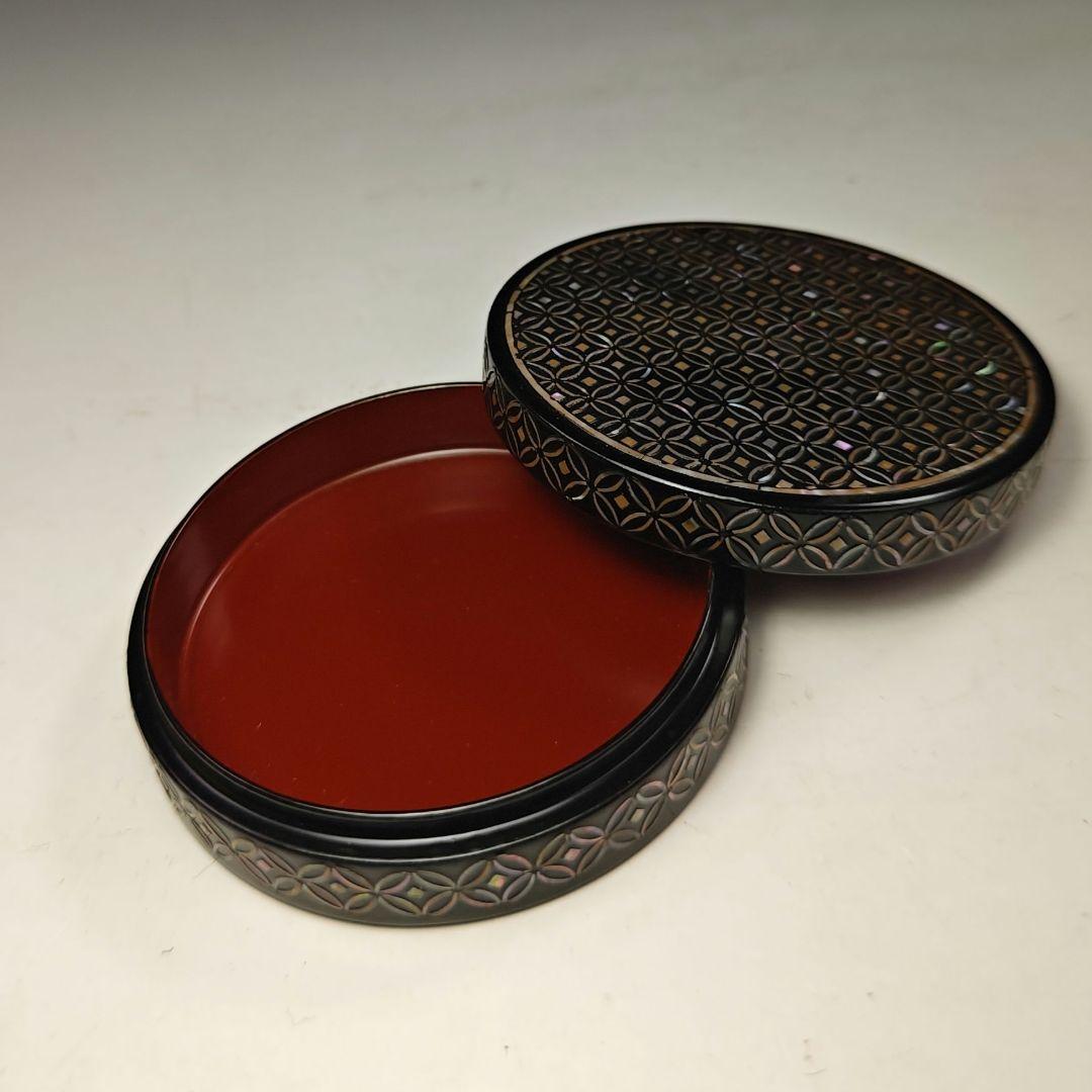 イ729 香合『細川司光作』『七宝蒔絵　丸香合　共箱』漆塗　茶道具