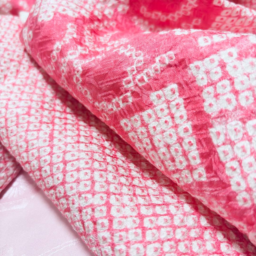 【新品未使用】豪華総絞り 総刺繍 正絹 お宮参り 産着 長襦袢付 ピンク