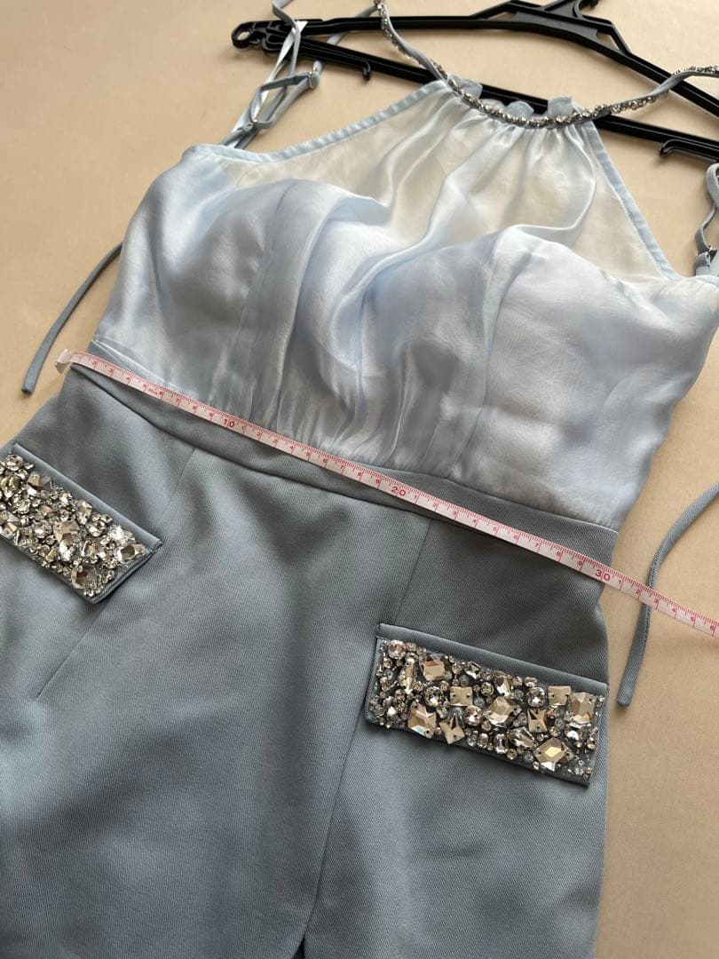 水色 ローブドフルール ミニドレス