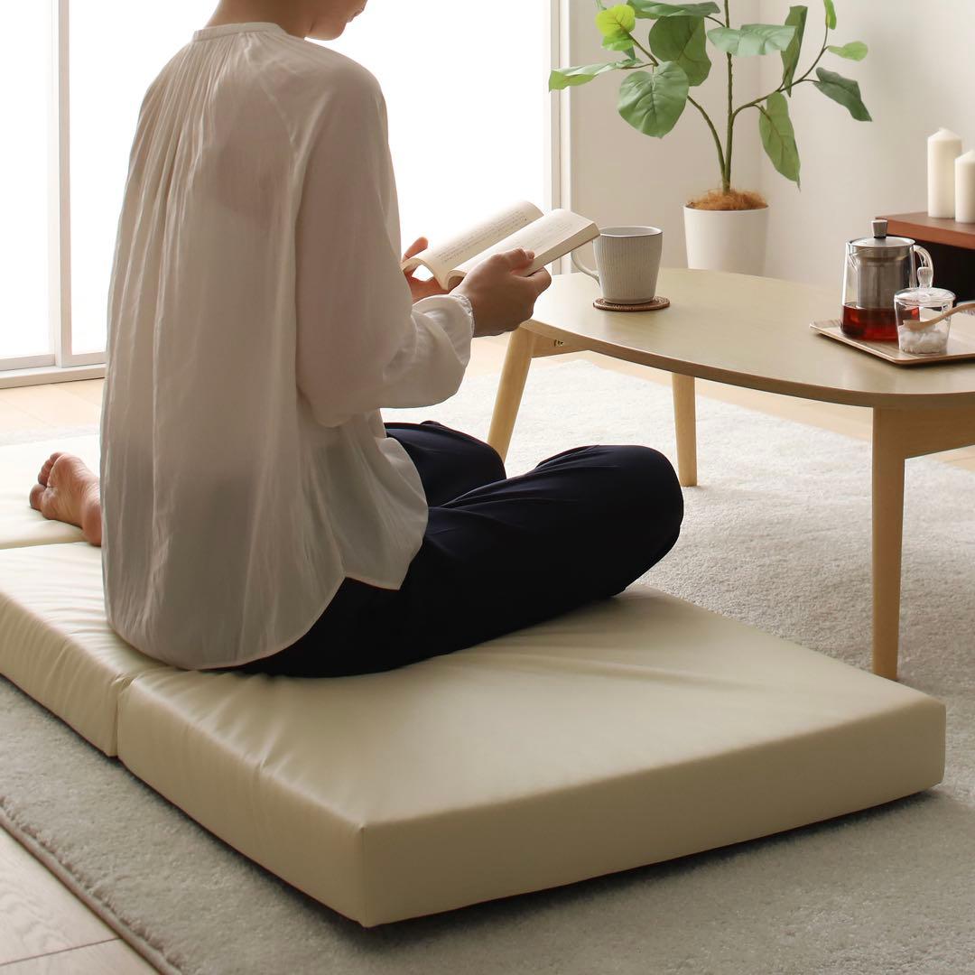 B 新品 フロアマット 150cm ブラウン 茶色 クッションマット 座布団