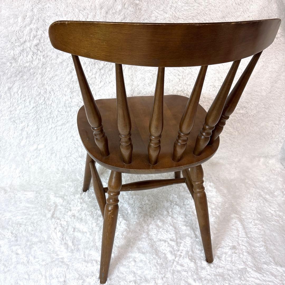 木製 アンティーク調 レトロ スピンドルバックチェア ブラウン