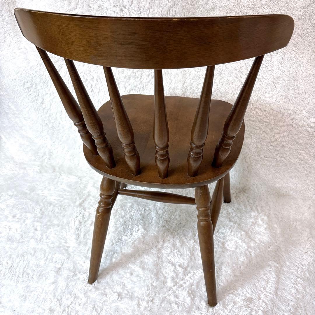 木製 アンティーク調 レトロ スピンドルバックチェア ブラウン