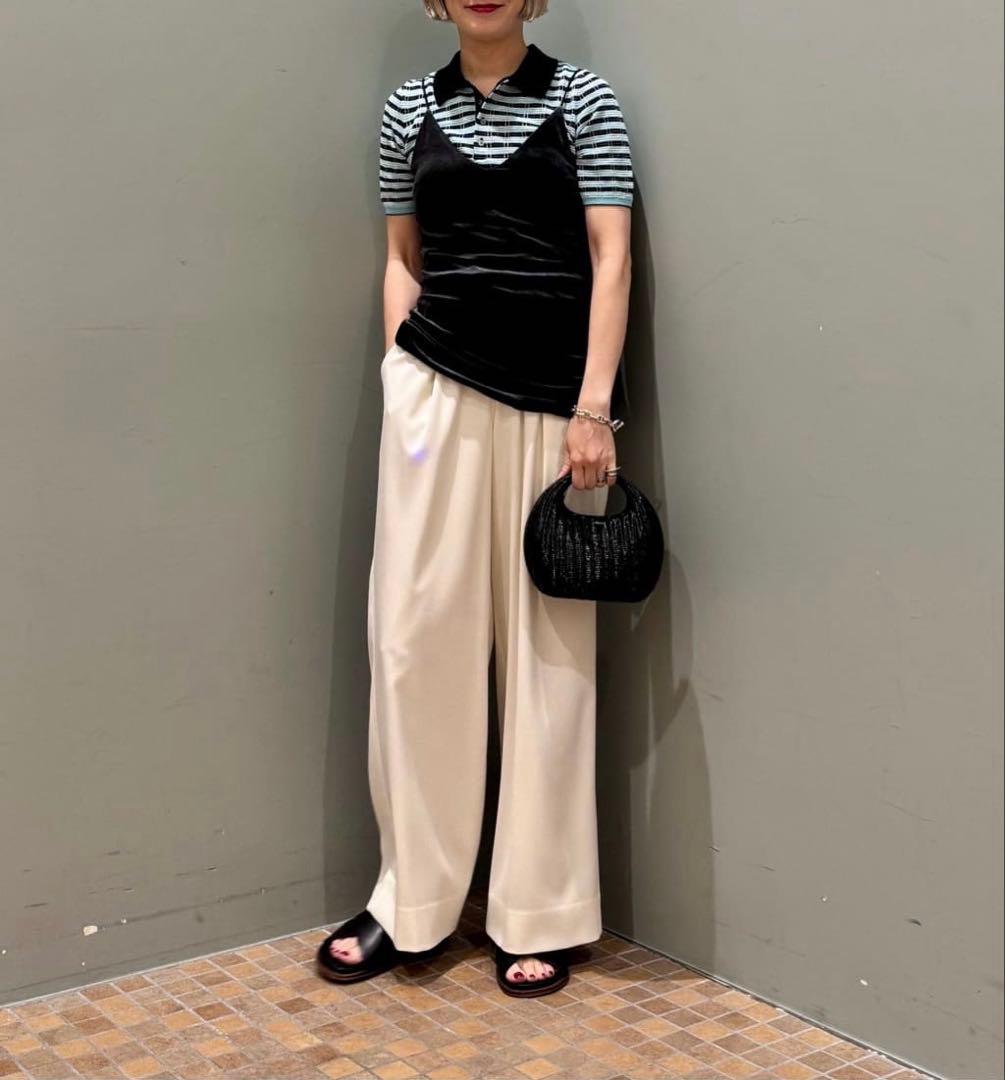 MACPHEE コットンナイロンラメチェック ポロプルオーバー