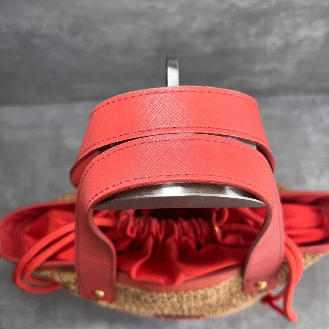 バーバリー カバン 2WAY トートバッグ ラフィア ベージュ オレンジ