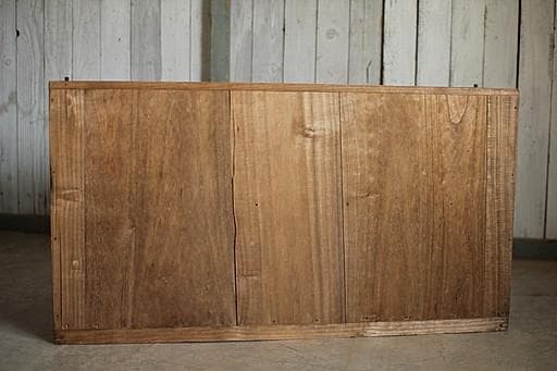 前面ガラスの木製引き出し2段　食器棚　シャツケース　収納棚　古家具