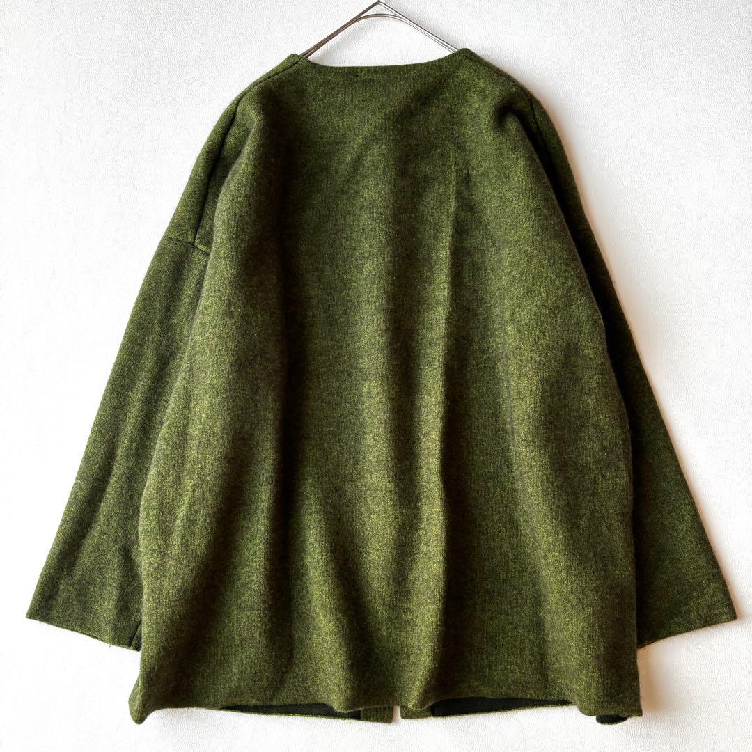 BEARDSLEY 洗えるニットコート　ラクーンニット　オリーブグリーン