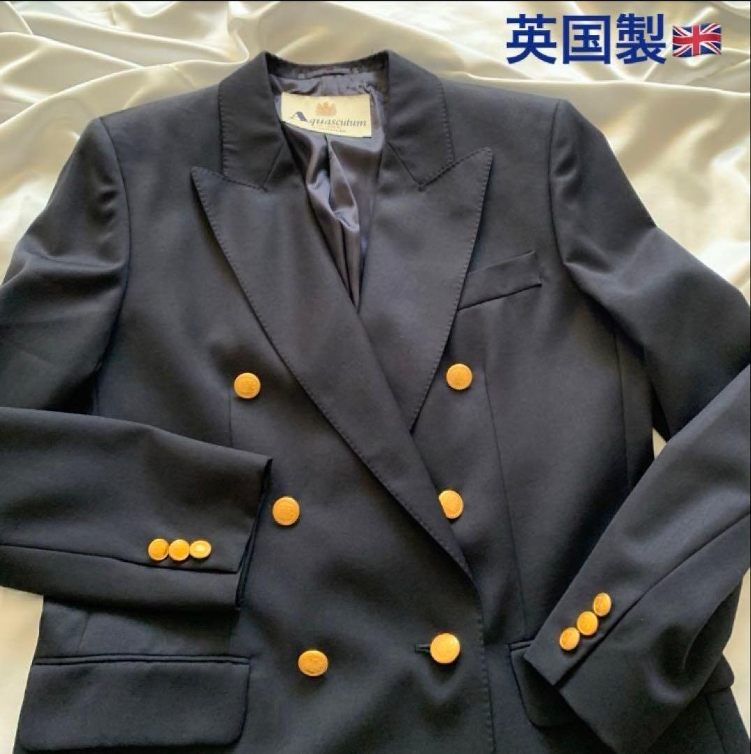 美品 Aquascutum アクアスキュータム 紺ブレ ブレザー イギリス製