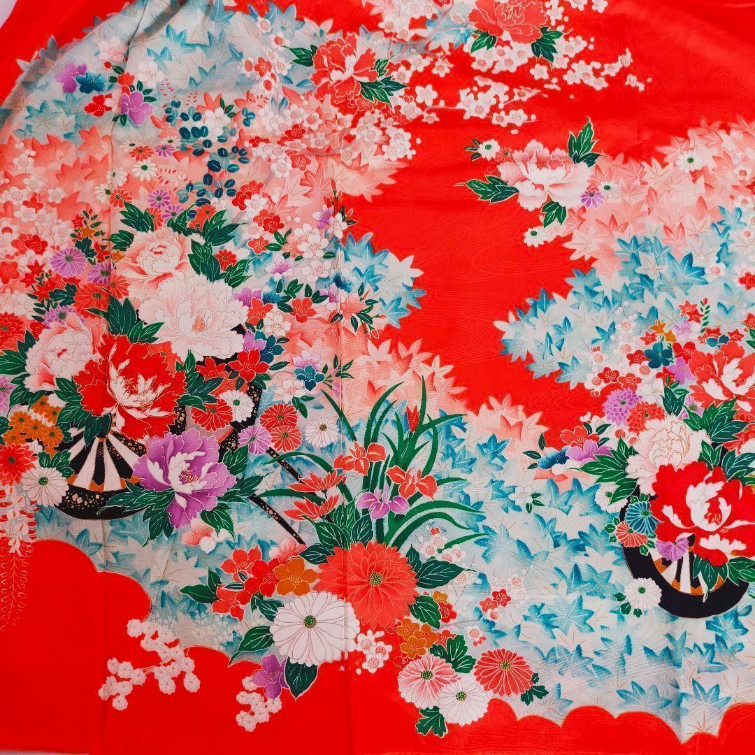 七五三 7歳 女の子 セット 正絹 昭和レトロ 金駒刺繍 牡丹 0706