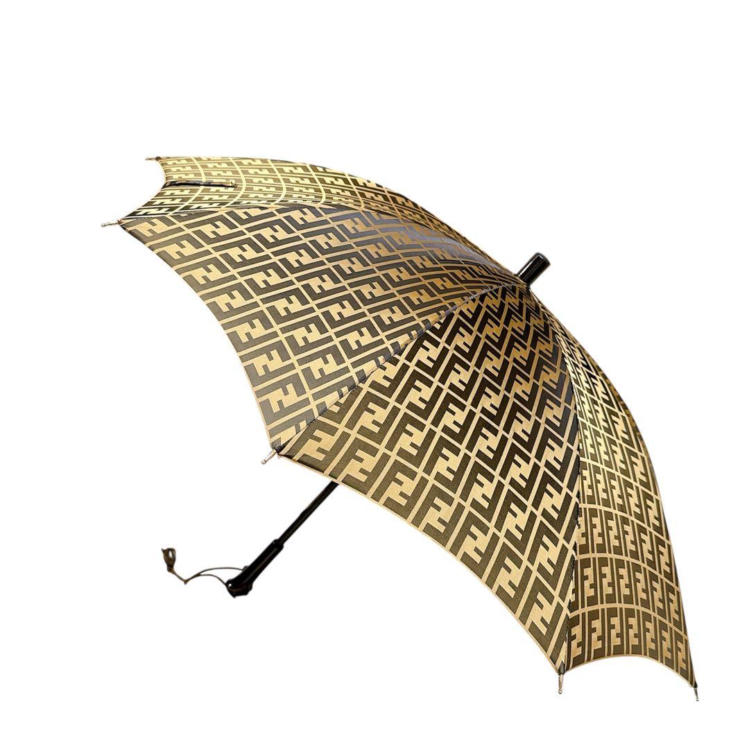 FENDI フェンディ ズッカ 傘　レア 総柄 ロゴ モノグラム 茶 ベージュ