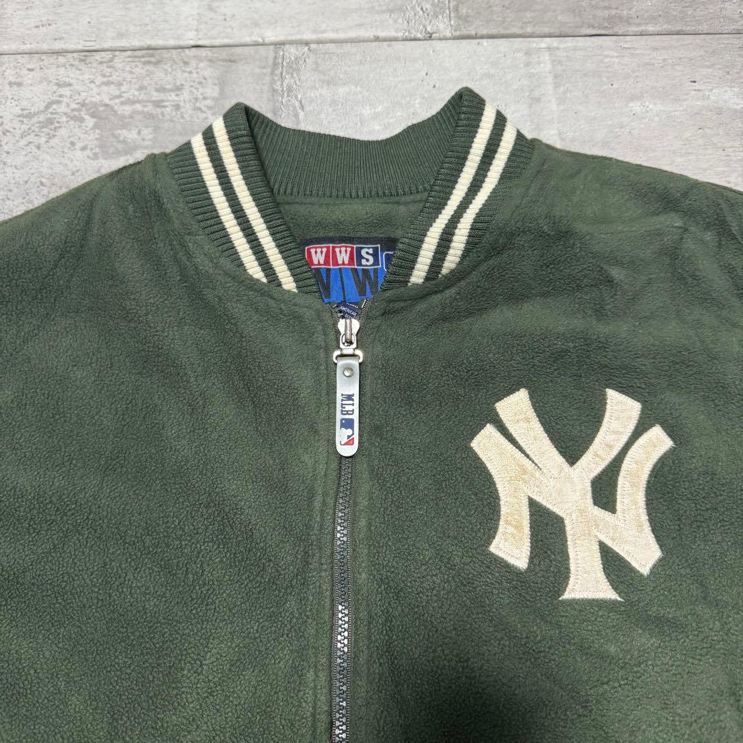 90s NewYork Yankees スタジャン フリース グリーン 希少 L