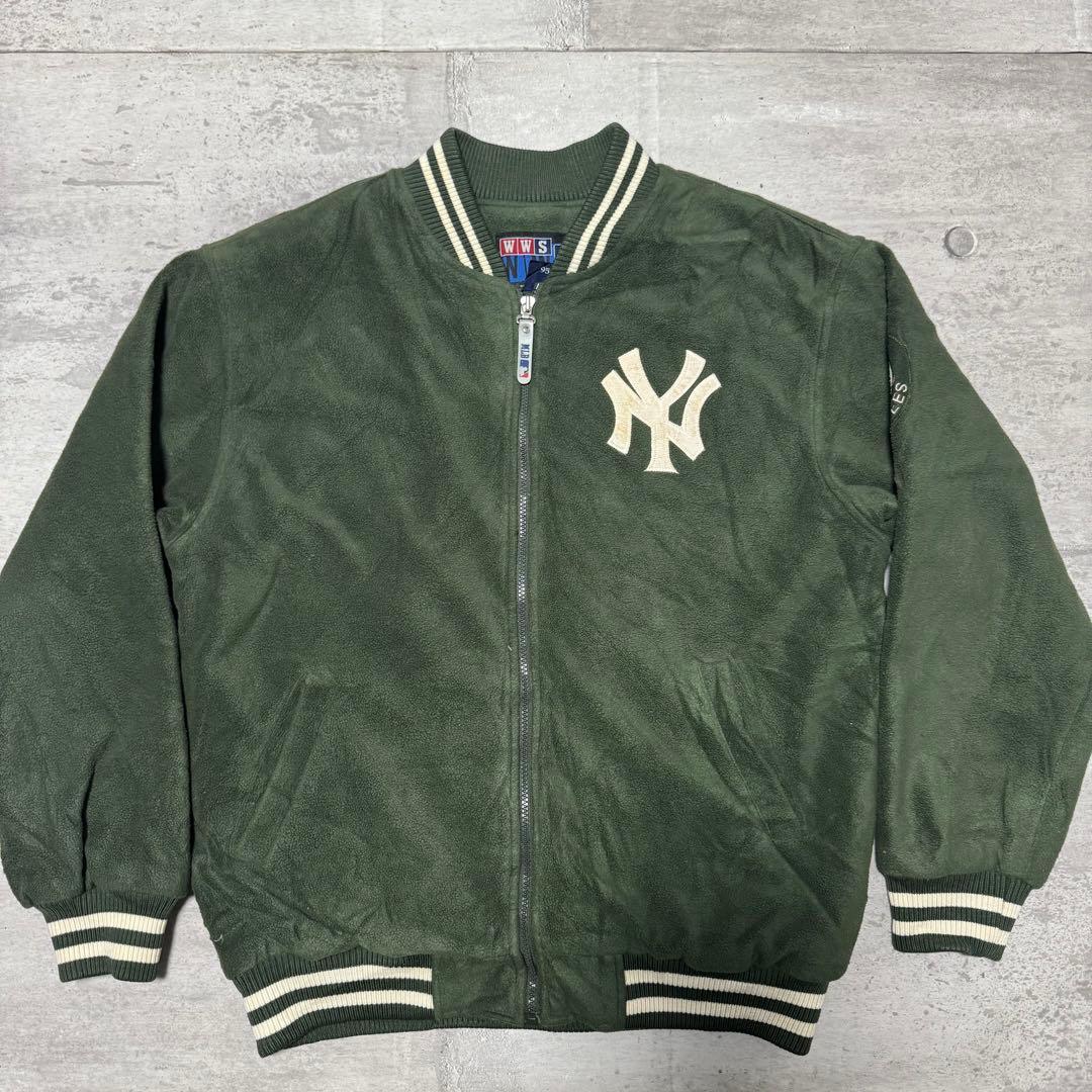 90s NewYork Yankees スタジャン フリース グリーン 希少 L