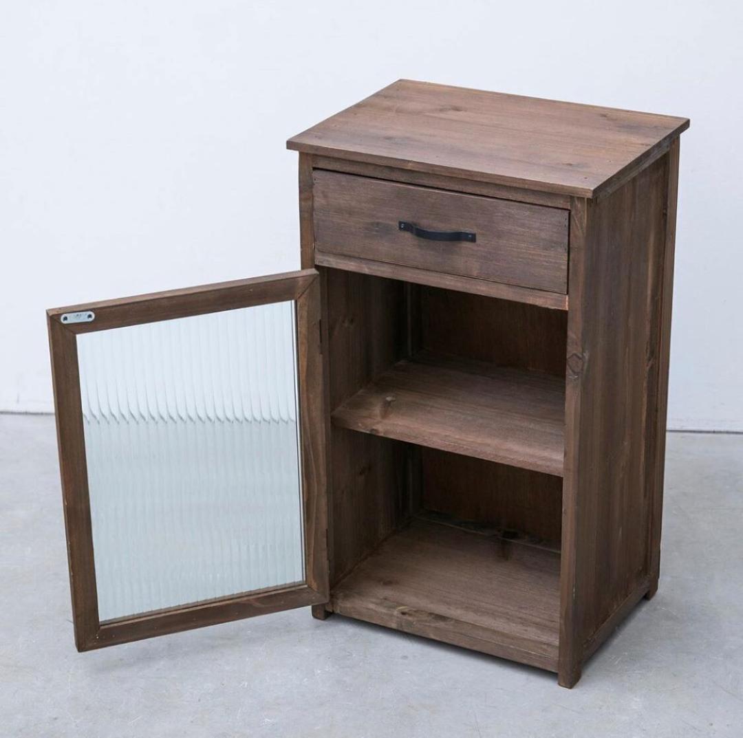 波板ガラス 古材 キャビネット 木製 食器棚 収納家具 リビング収納 和モダン