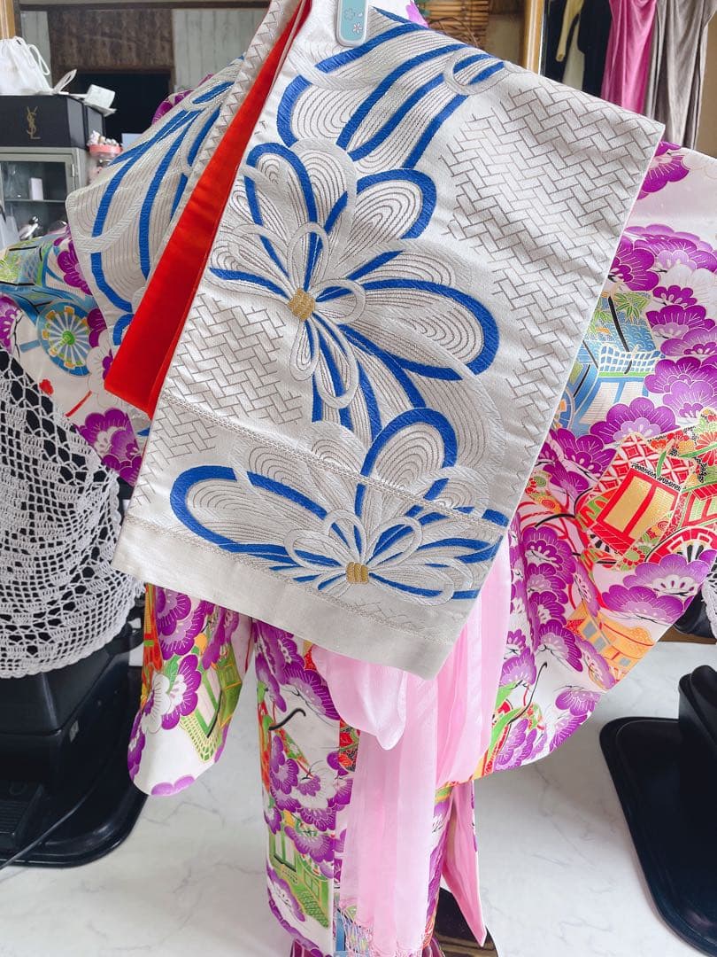 七五三5〜7歳様　松の葉御所車柄　四つ身