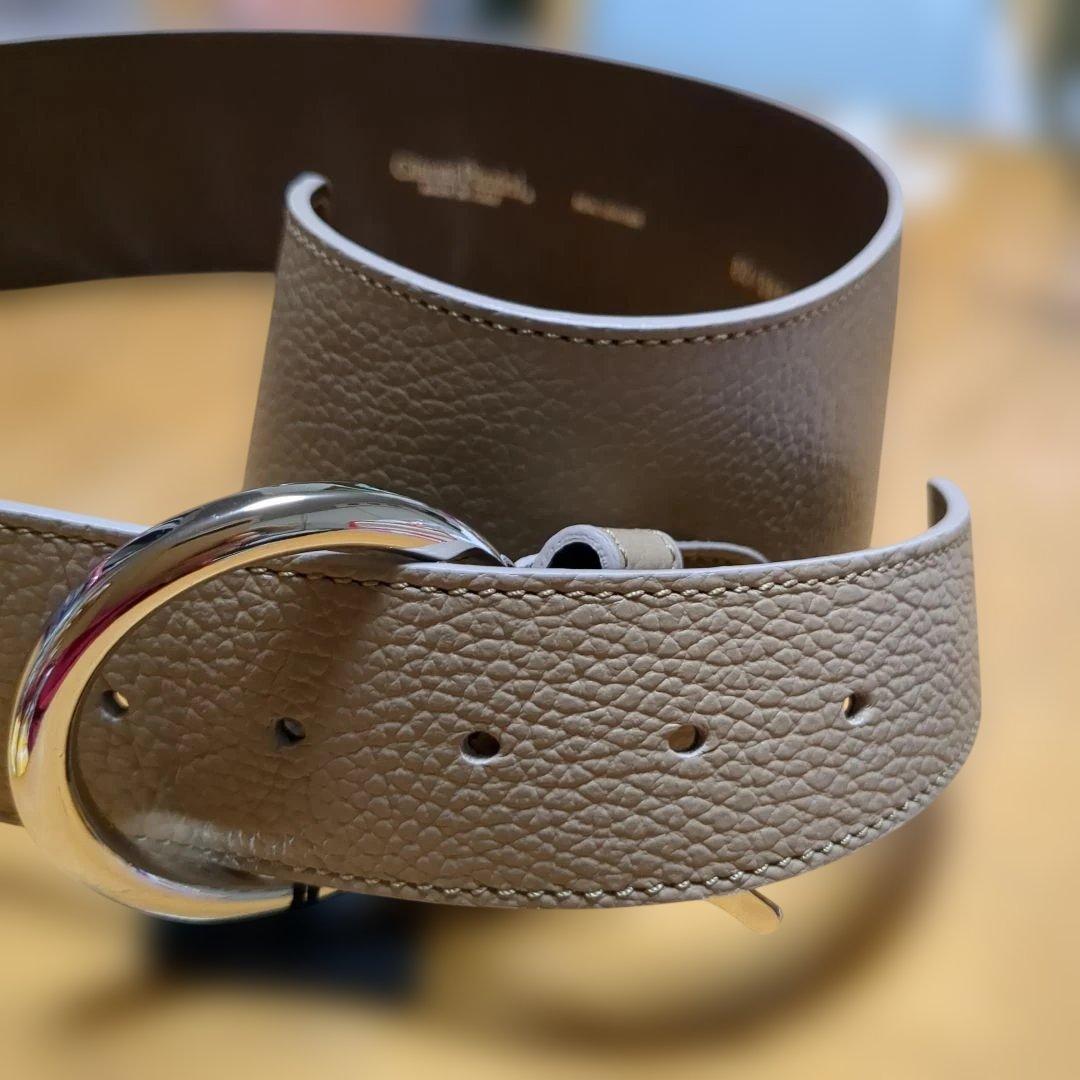 ダーマ　ジャンニピジーニ　レザーワイドベルト グレージュ　80