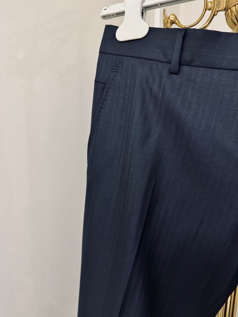 新品　エルメス　スーツ　46 濃紺　ストライプ